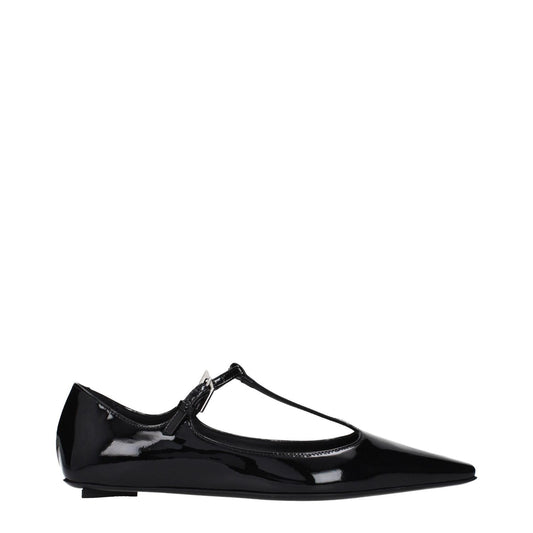 The Attico Black Leather Ballet Flats