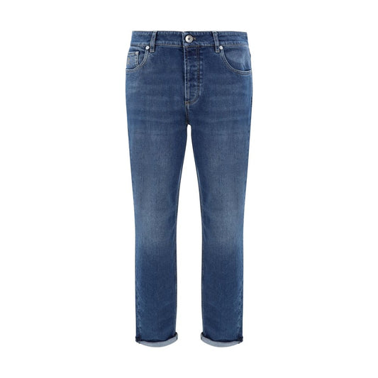 Brunello Cucinelli Blue Cotton Straight-Leg Jeans