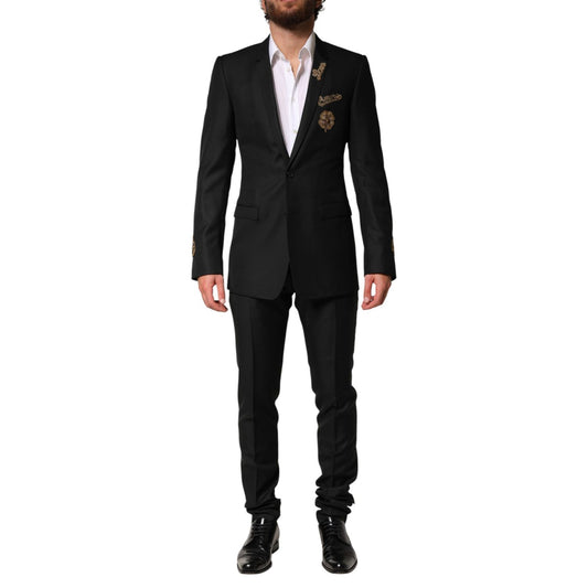 Dolce & Gabbana Black Embellished Single Breasted 2 Pc Suit
