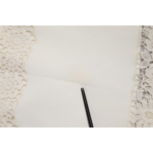 Dolce & Gabbana White Floral Lace High Waist Pencil Cut Skirt