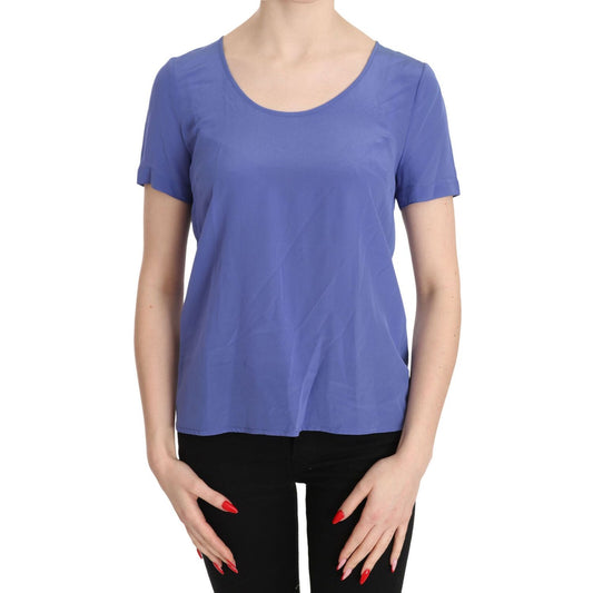 Patrizia Pepe Silk Purple Short Sleeve Casual Top Blouse