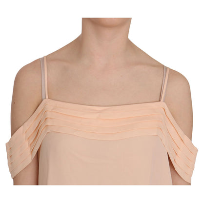 Alexander Wang Orange Off Shoulder Strap Square Neck Top Blouse