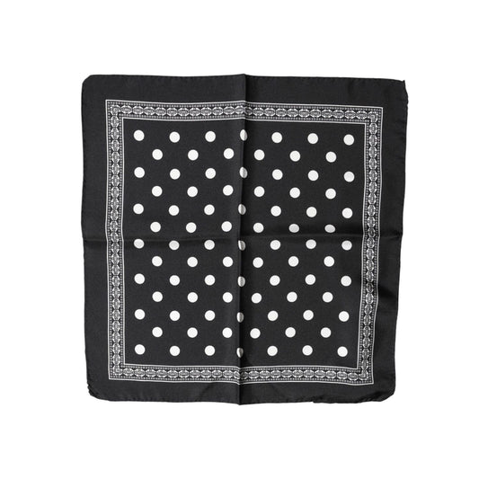 Dolce & Gabbana Black Polka Dot Square Handkerchief Scarf