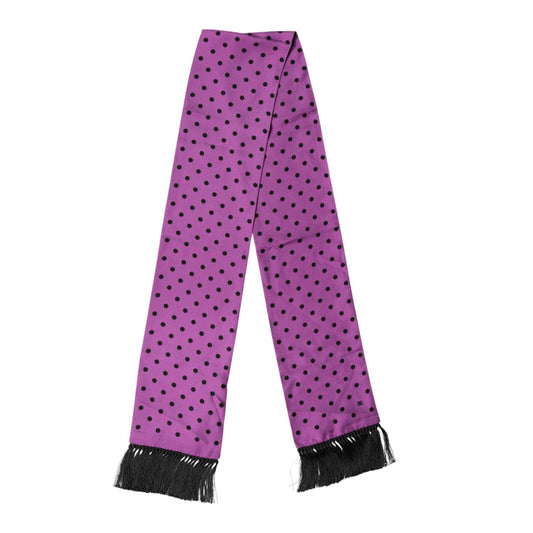 Dolce & Gabbana Violet Polka Dot Fringes Neck Foulard Scarf