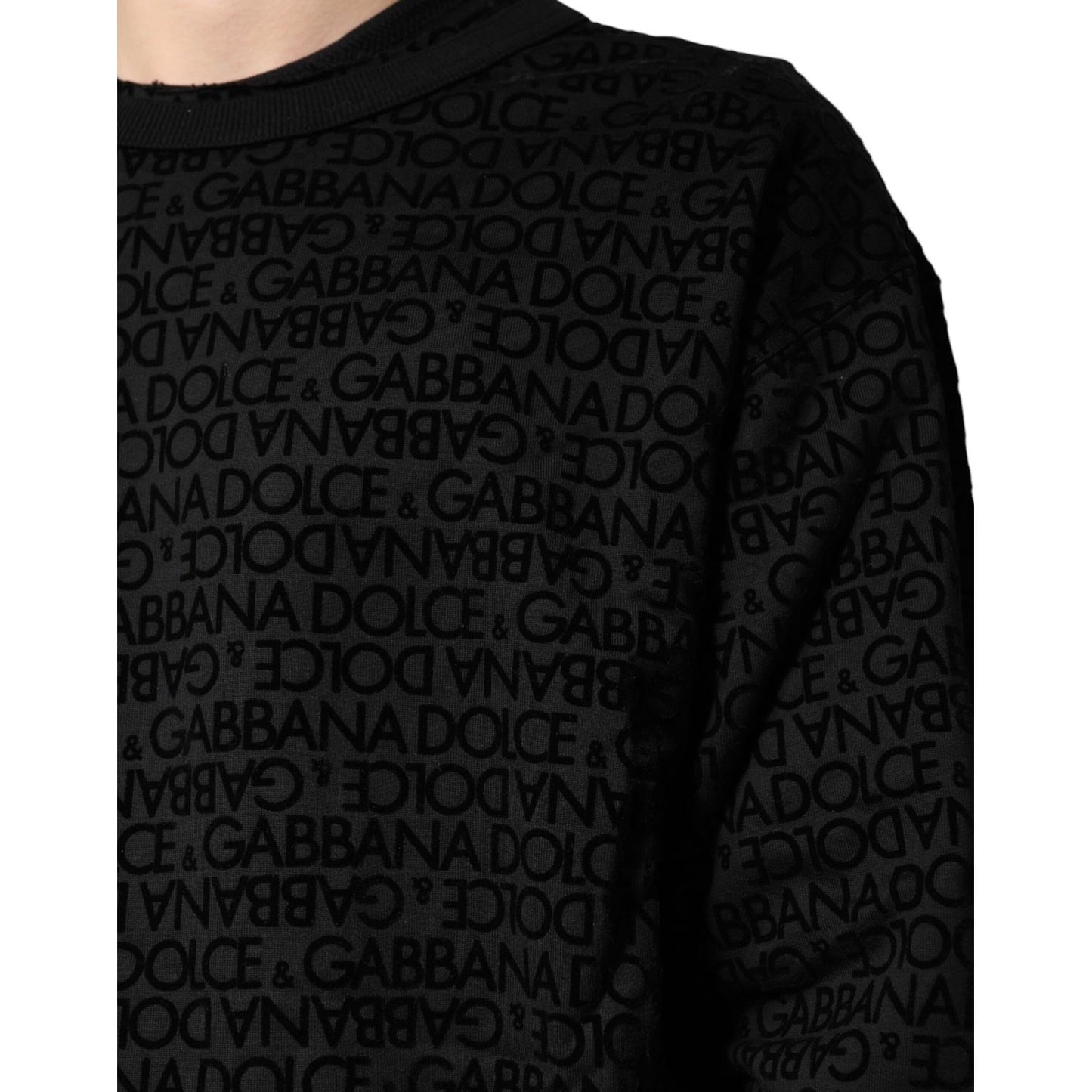 Dolce & Gabbana Black Monogram Crew Neck Sweatshirt Sweater