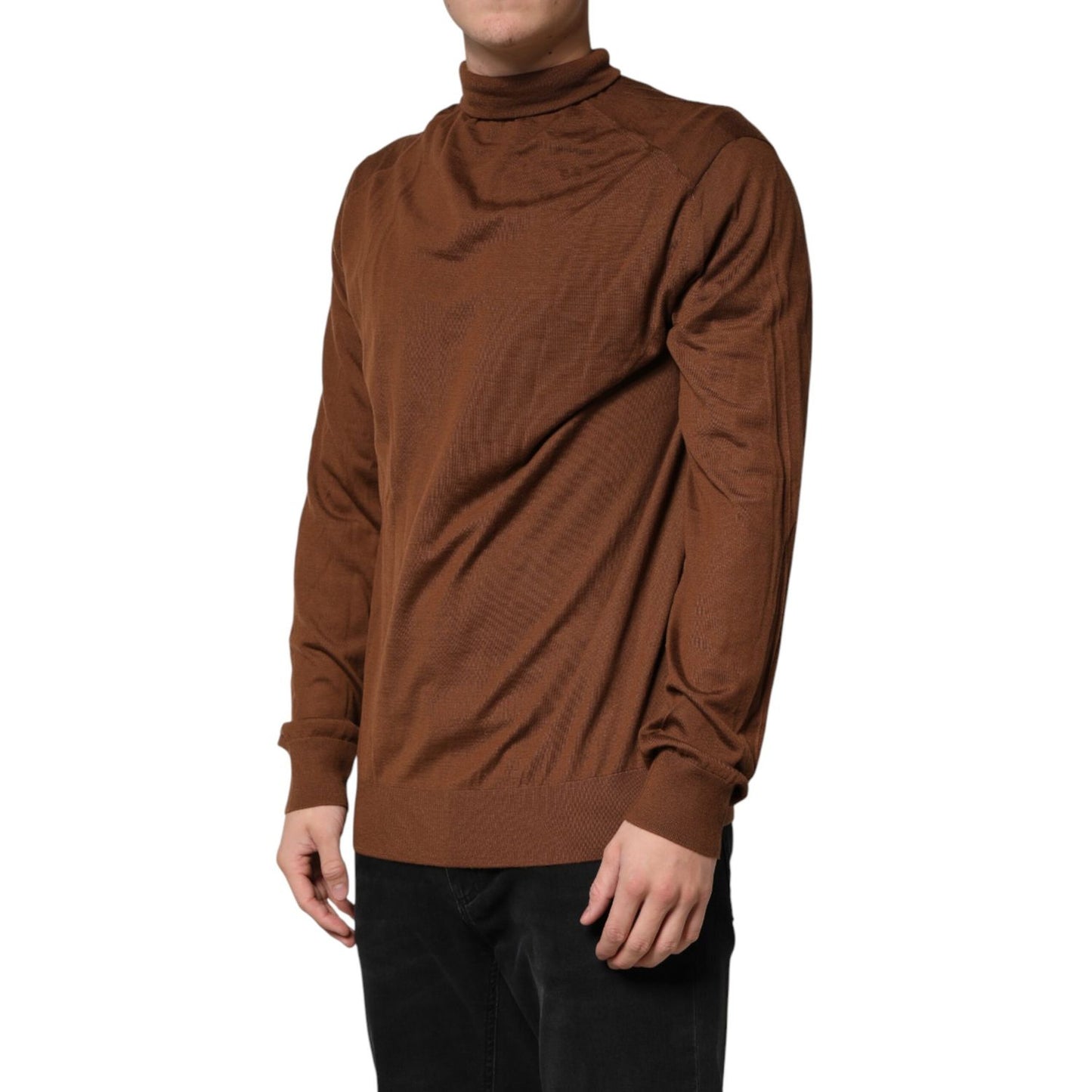 Dolce & Gabbana Brown Cashmere Turtle Neck Pullover Sweater 1728,67345645728,Brown,Cashmere - Sweaters - Clothing,Clothing,Dolce & Gabbana,IT50 | L,Long Sleeve - T-Shirts - Clothing,Material: 100%WS,Men,Preowned / Defect,Sweaters - Clothing,T-Shirts - Clo