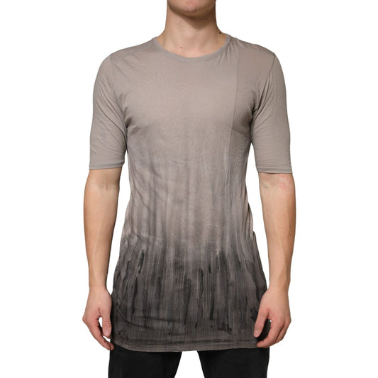 Laneus Gray Two Tone Cotton Round Neck Short Sleeves T-shirt