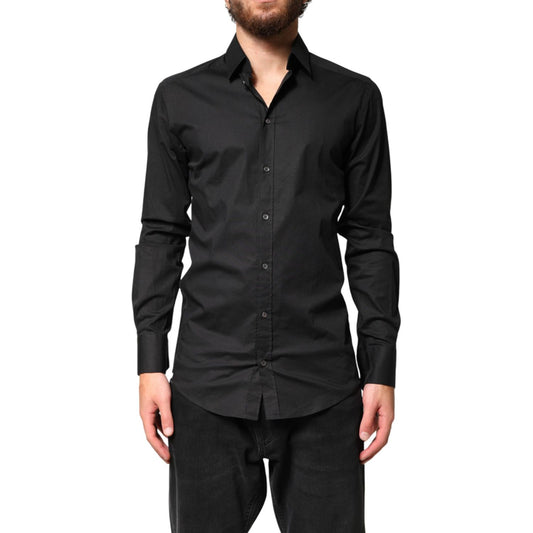 Dolce & Gabbana Black GOLD Cotton Men Dress Formal Shirt