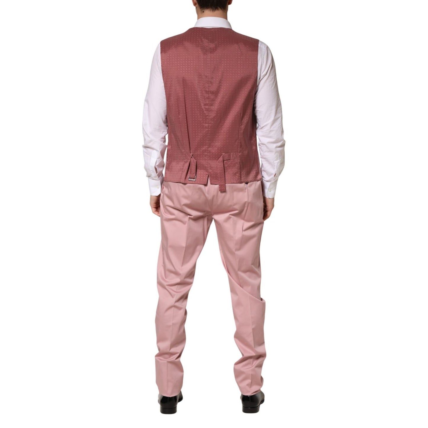 Dolce & Gabbana Pink Cotton Single Breasted 3 Piece Suit