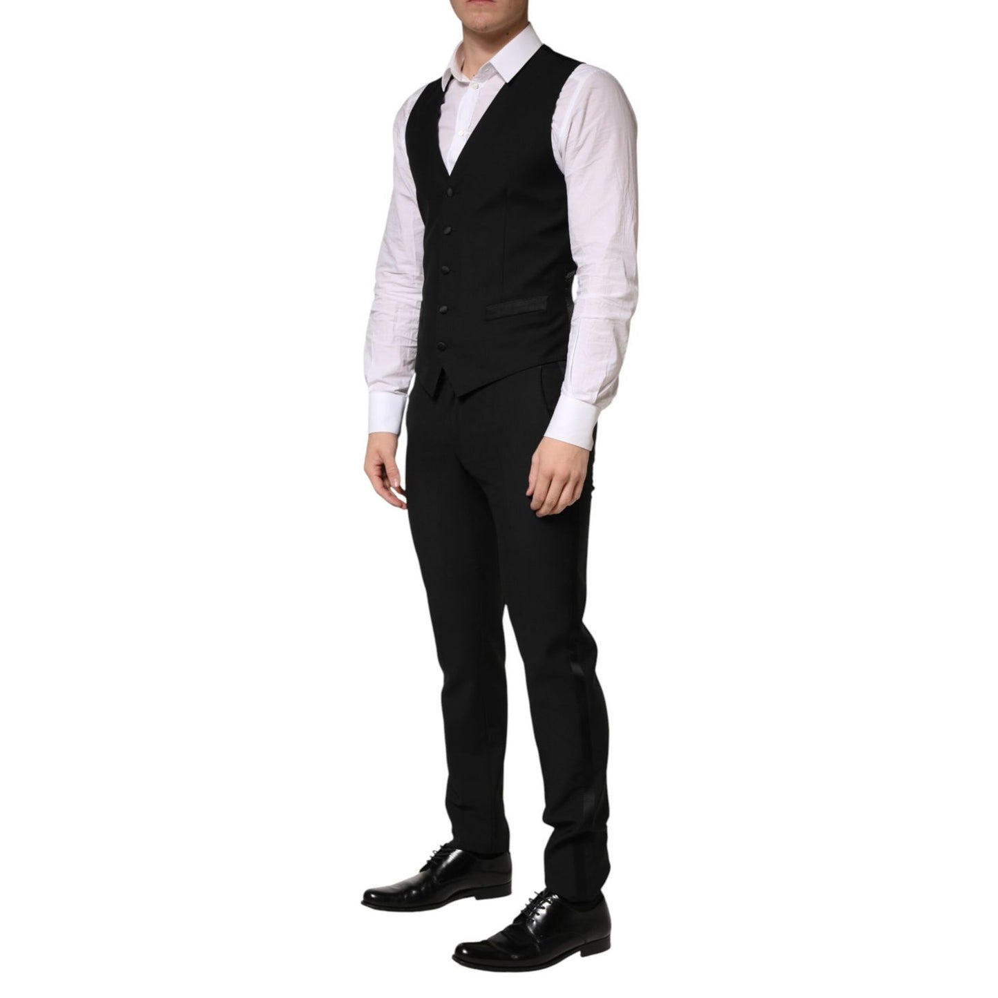 Dolce & Gabbana Black Wool Single Breasted 3 Piece Men Suit