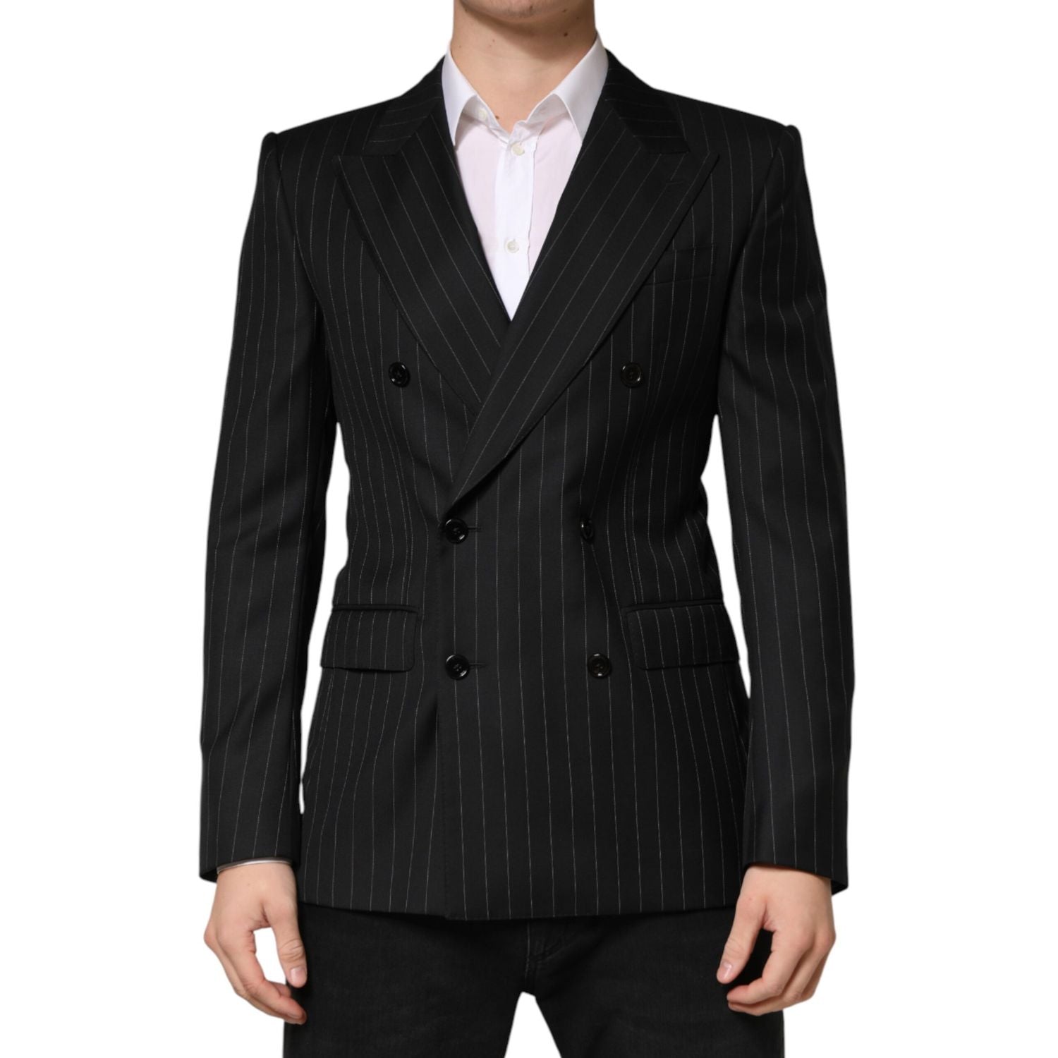 Dolce & Gabbana Black Stripes Double Breasted 2Button Blazer