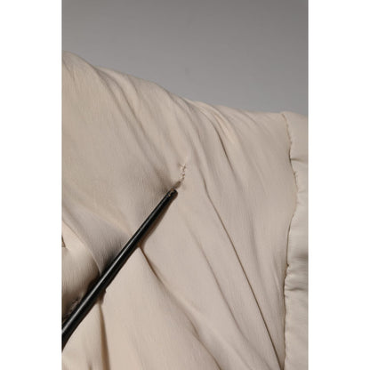 Dolce & Gabbana Beige Padded Collared Long Trench Coat Jacket