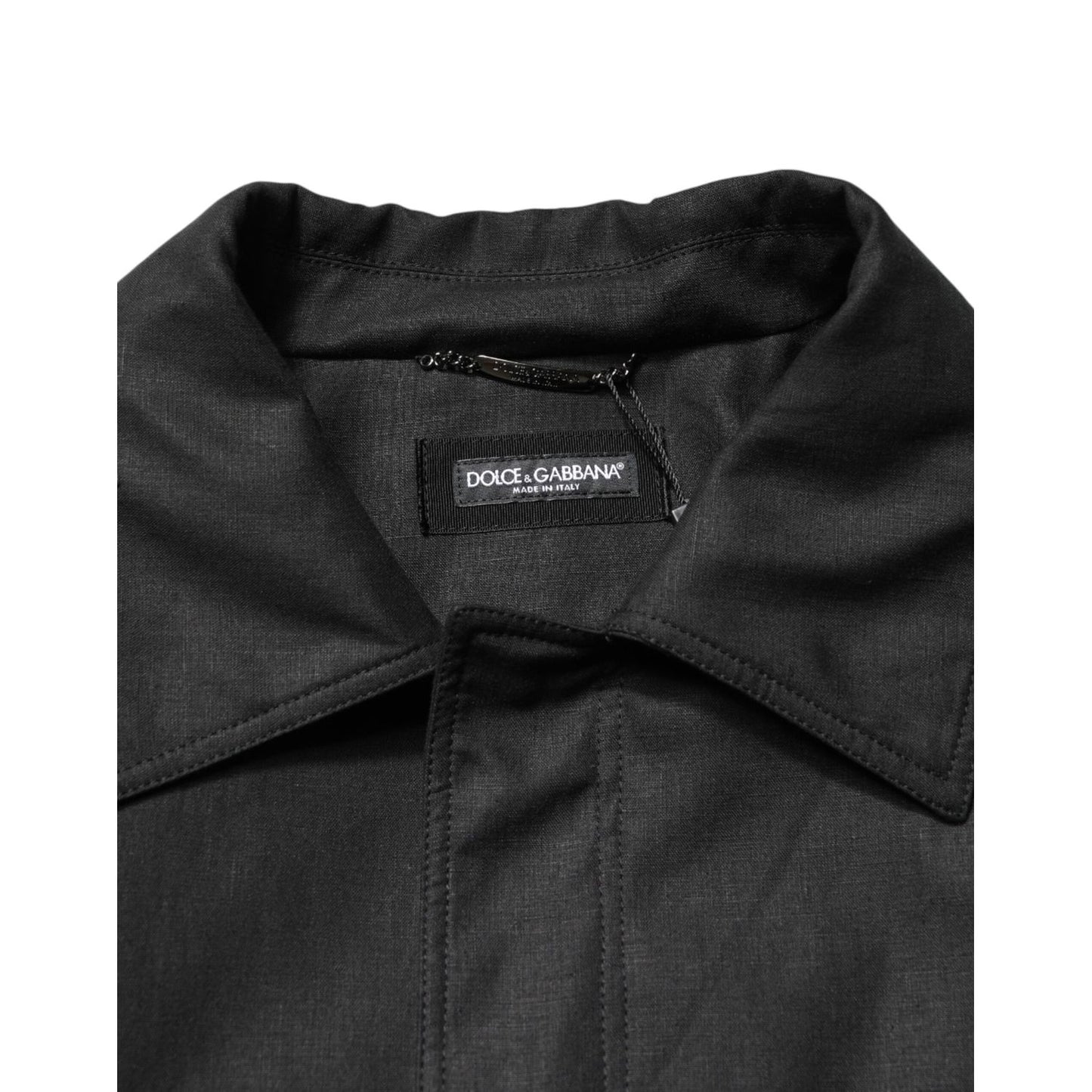 Dolce & Gabbana Black Pockets Collared Trench Coat Jacket