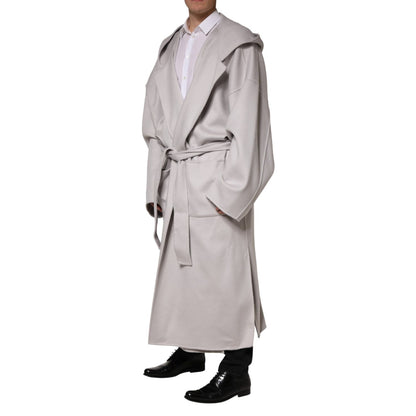 Dolce & Gabbana Off White Belted Long Trench Coat Men Jacket