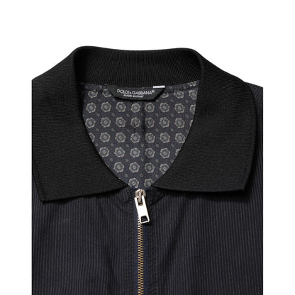 Dolce & Gabbana Dark Blue Cotton Full Zip Bomber Men Jacket