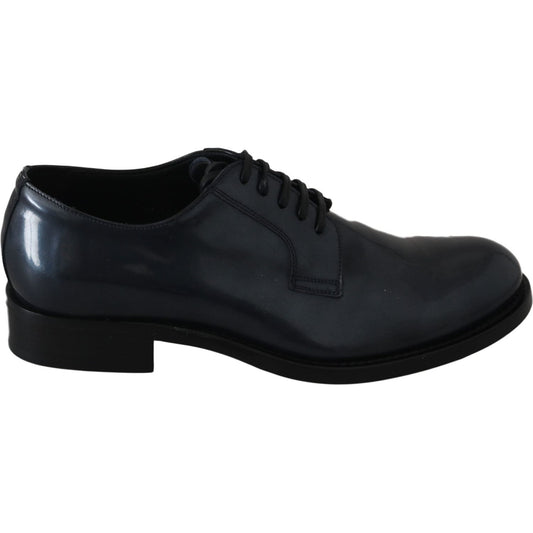 Dolce & Gabbana Blue Leather Derby Dress Formal Shoes Dolce & Gabbana