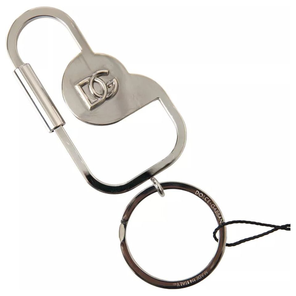 Silver Tone Brass Metal DG Logo Engraved Keyring Keychain