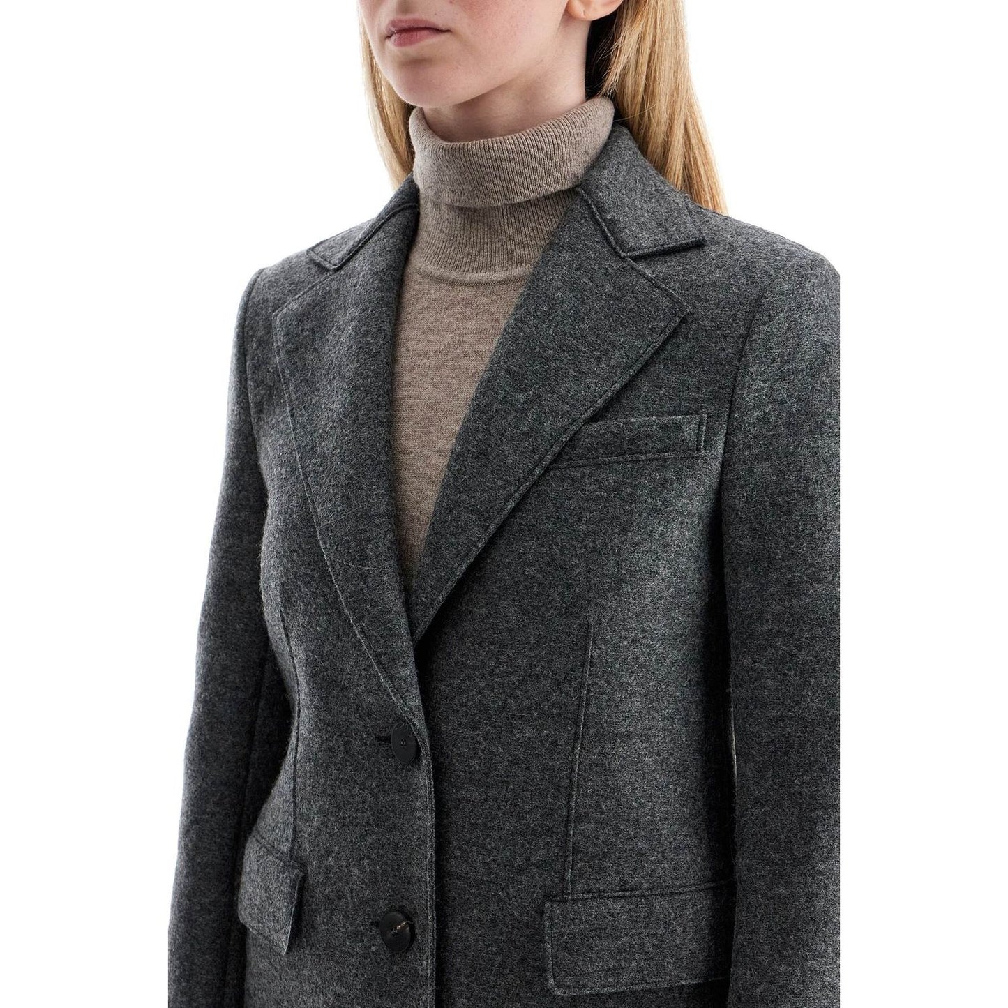 Harris Wharf London single-breasted coat in pressed wool Jackets Harris Wharf London