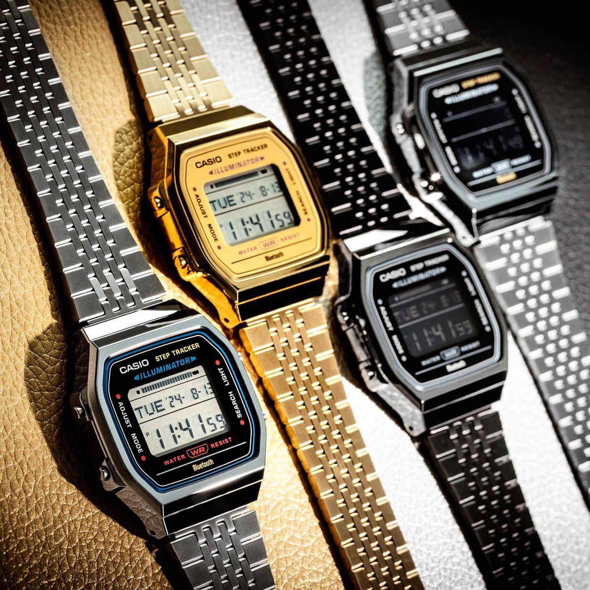 CASIO VINTAGE Mod. BLUETOOTH®  SMARTPHONE LINK - GOLD - built-in accelerometer senses body movements + steps counter WATCHES CASIO COLLECTION & VINTAGE