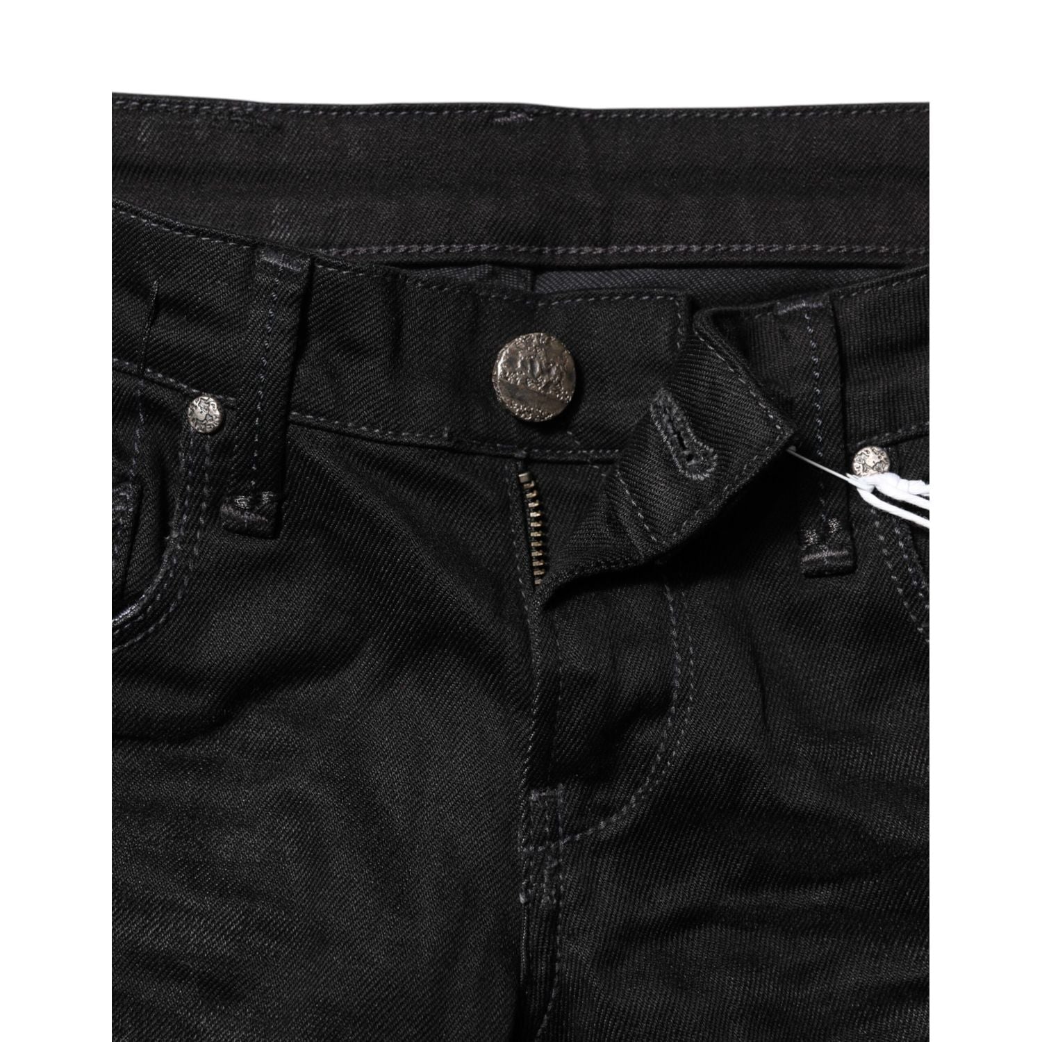 Acht Black Cotton Slim Fit Denim Low Waist Denim Jeans