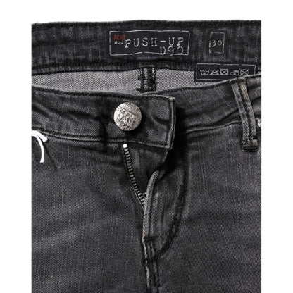 Acht Dark Gray Cotton Slim Fit Denim Low Waist Denim Jeans Acht