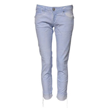 Acht Light Blue Cotton Slim Fit Denim Low Waist Denim Jeans Acht