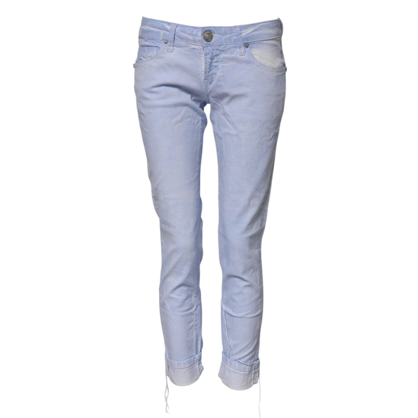 Acht Light Blue Cotton Slim Fit Denim Low Waist Denim Jeans Acht