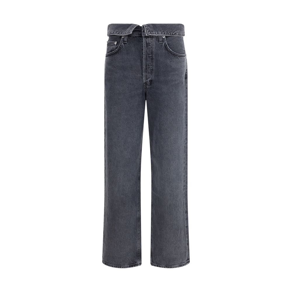 Agolde Black Cotton Tapered Jeans Agolde