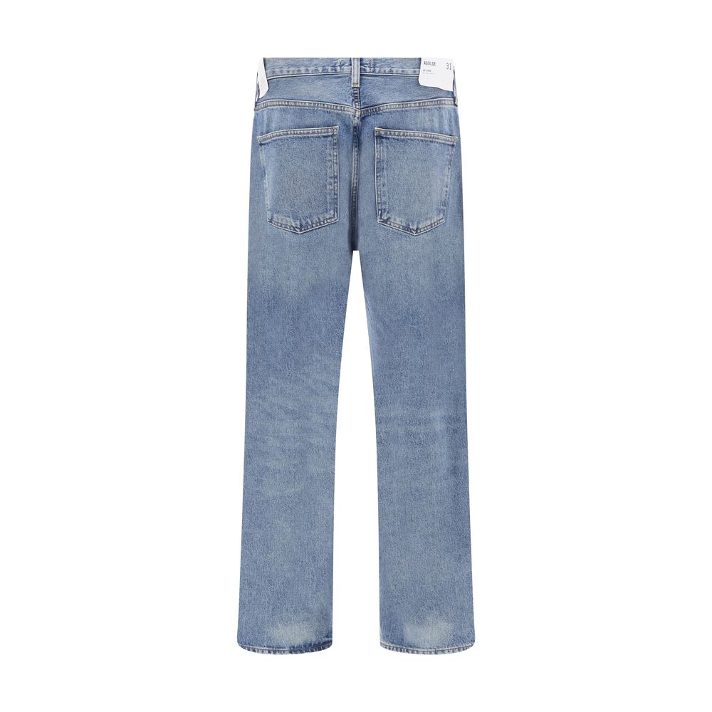 Agolde Light Blue Cotton Straight-Leg Jeans Agolde