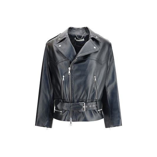 Alessandra Rich Black Leather Biker Jacket Alessandra Rich