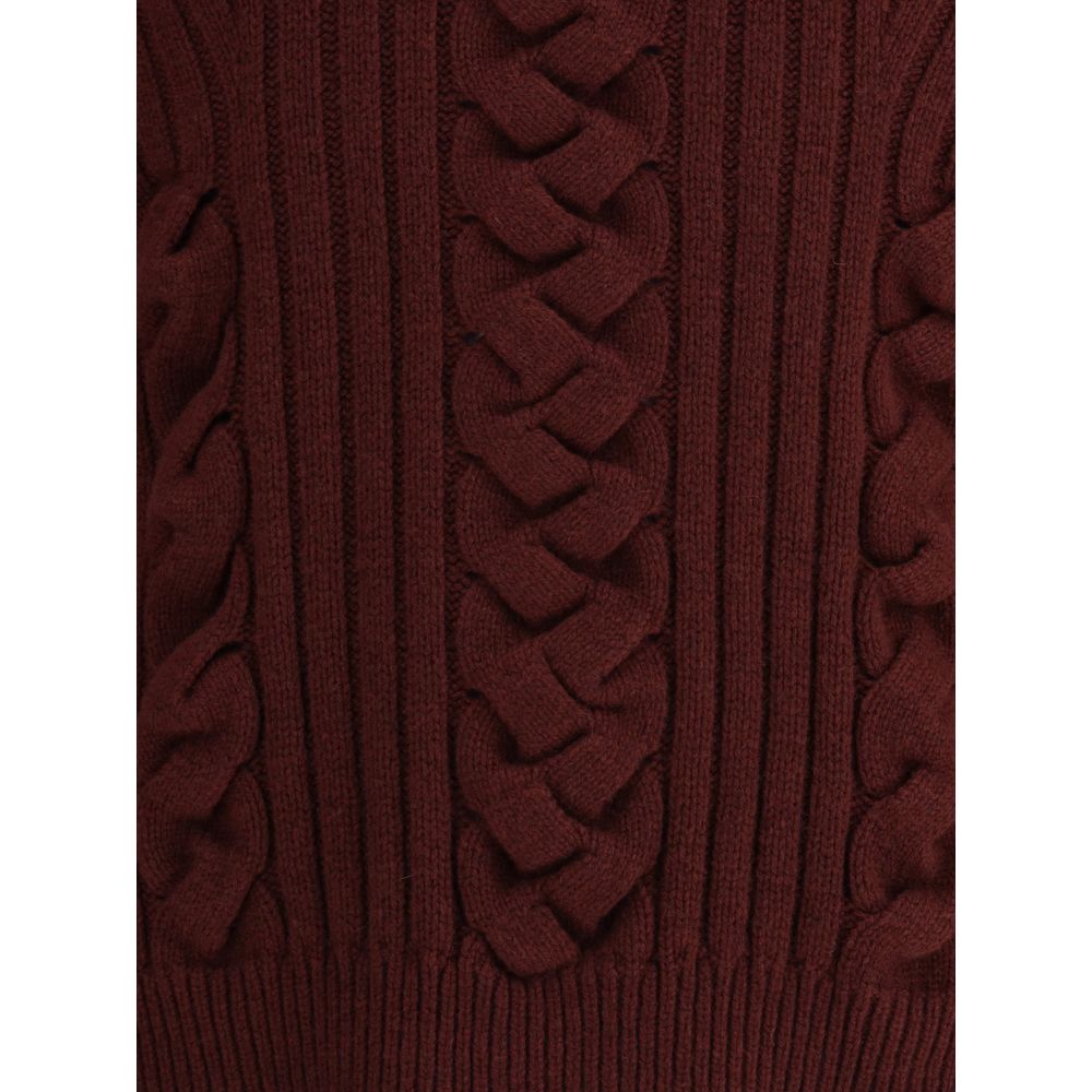 Alexander McQueen Bordeaux Fur Cashmere Sweater