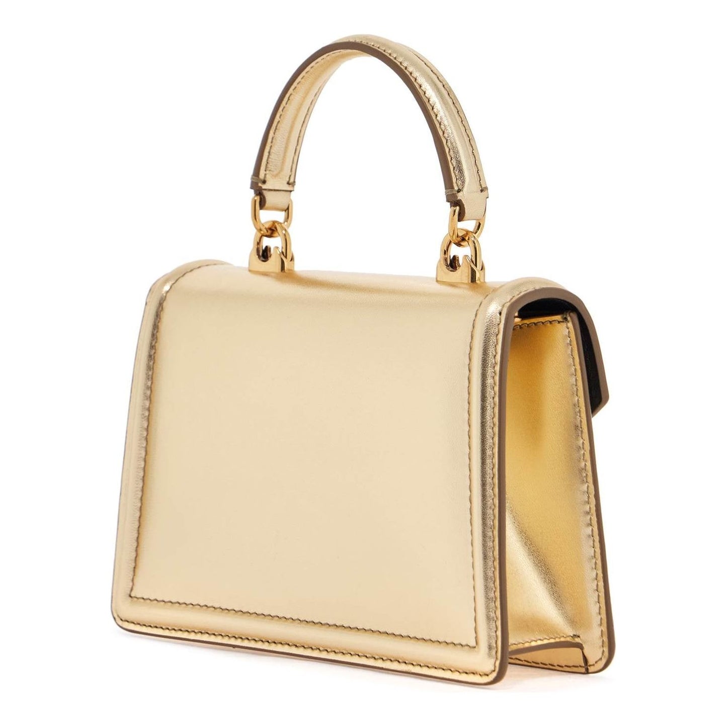 Dolce & Gabbana gold nappa shoulder bag with crystal heart and chain strap