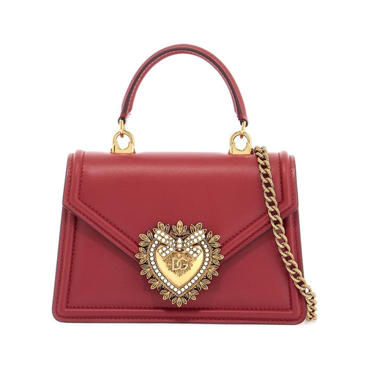 Dolce & Gabbana red poppy leather shoulder and crossbody bag with heart motif