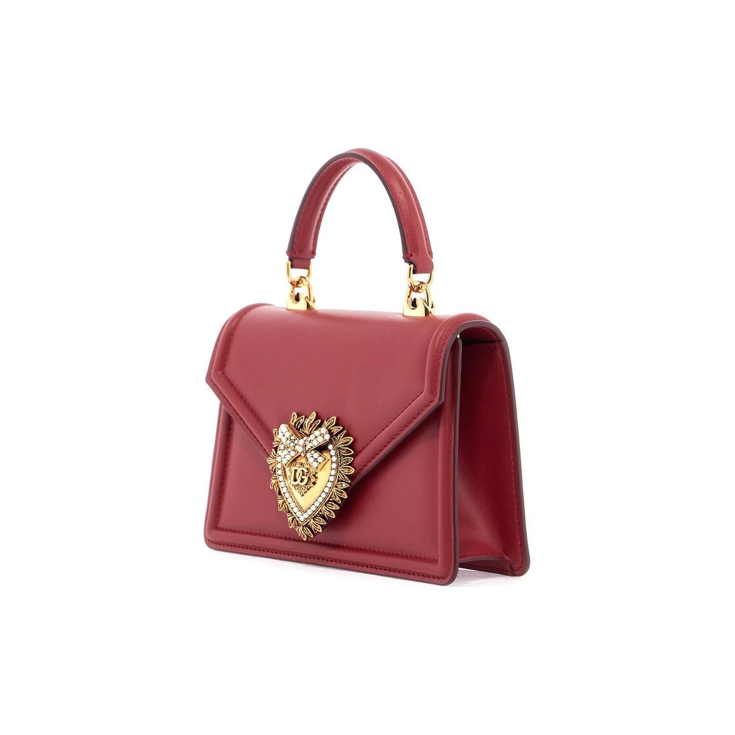 Dolce & Gabbana red poppy leather shoulder and crossbody bag with heart motif