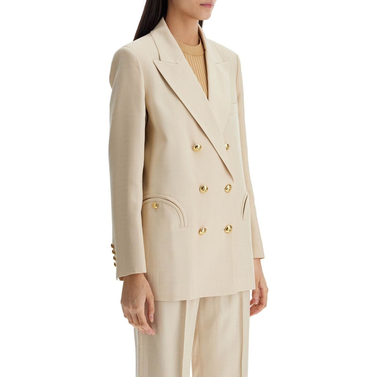 Blaze Milano ivory double-breasted viscose blazer