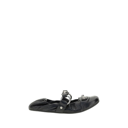 Balenciaga Black Calf Leather Bos Taurus Ballet Flats Balenciaga