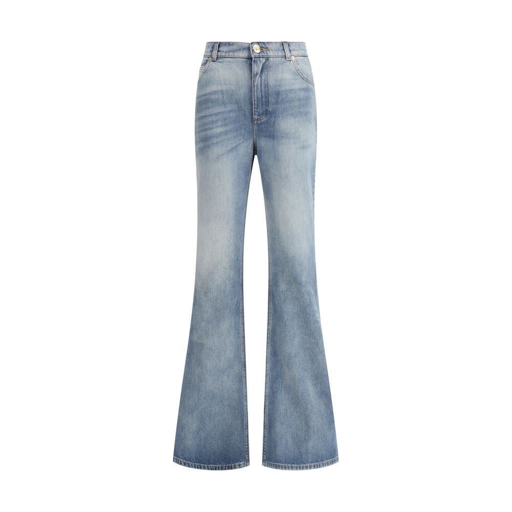 Balmain Blue Cotton Flared Jeans Balmain