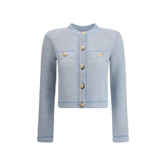 Balmain Light Blue Viscose Cardigan Balmain
