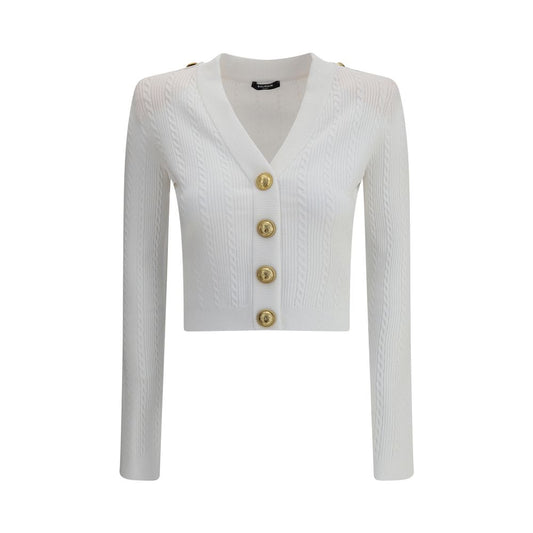 Balmain White Viscose Cardigan Balmain