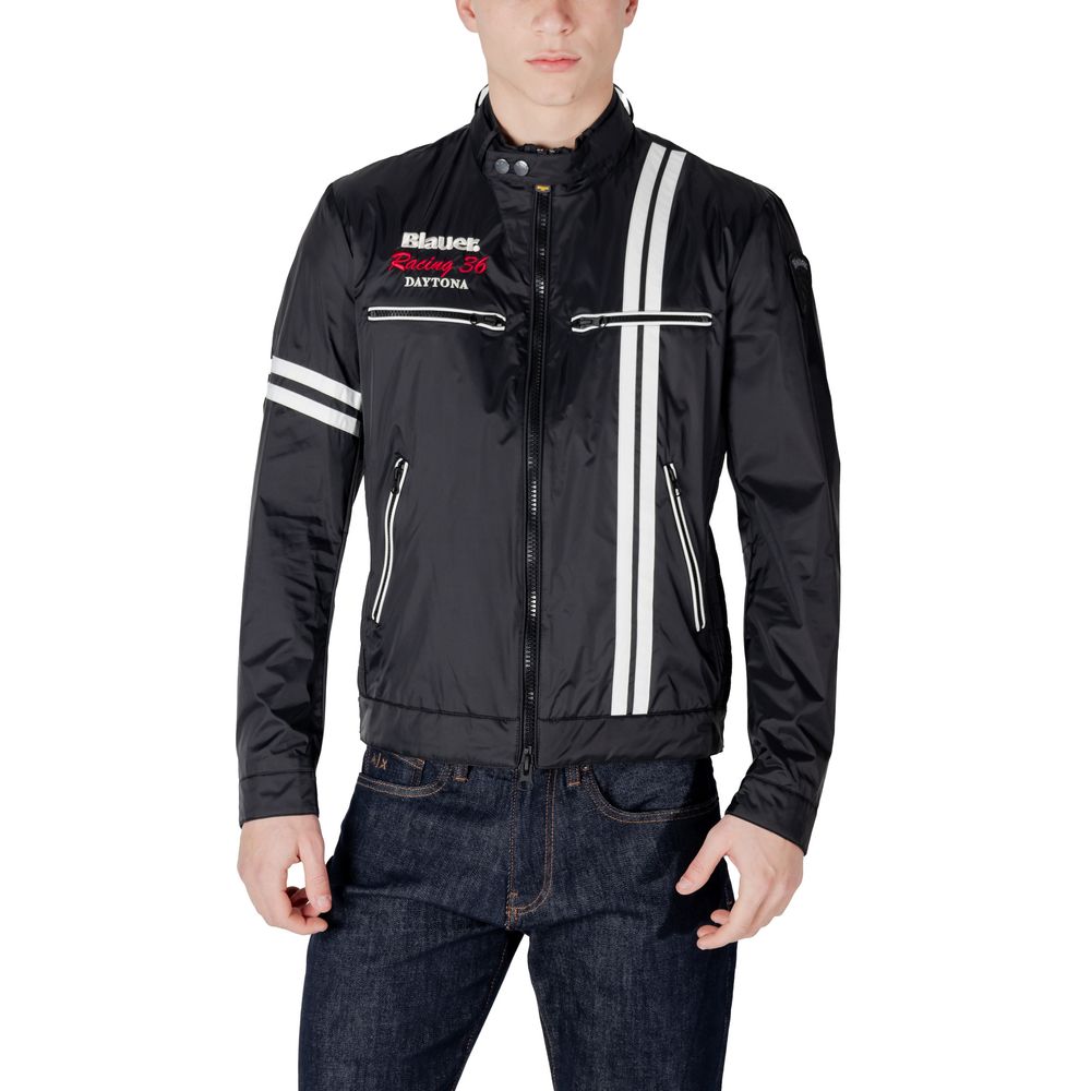 Blauer Black Polyamide Biker Jacket