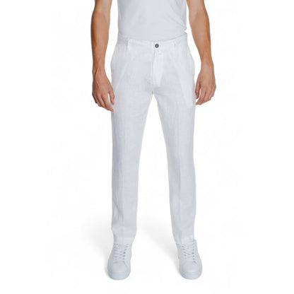 Borghese White Linen Casual Pants Borghese