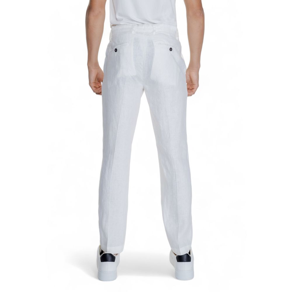 Borghese White Linen Casual Pants Borghese