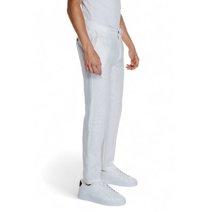 Borghese White Linen Casual Pants Borghese