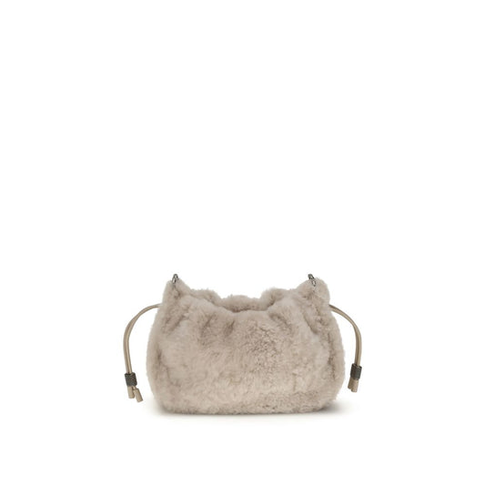 Brunello Cucinelli Gray Fur Shoulder Bag Brunello Cucinelli