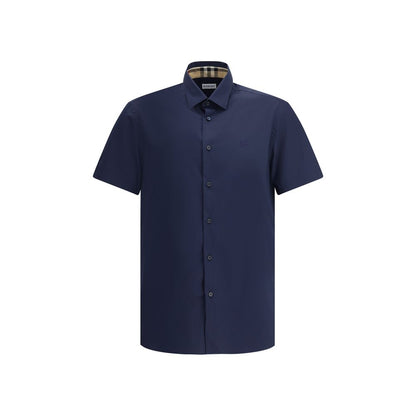 Burberry Blue Cotton Shortsleeve Shirt Burberry