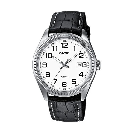 CASIO COLLECTION Mod. DATE. LEATHER - WHITE. NUMBERS WATCHES