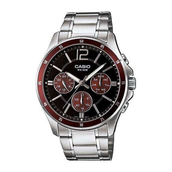 CASIO COLLECTION Mod. MULTIFUNCTION CALENDAR - BLACK & BORDEAUX WATCHES