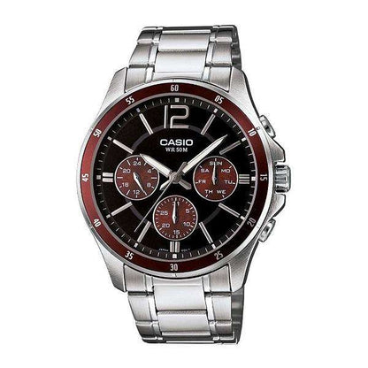 CASIO COLLECTION Mod. MULTIFUNCTION CALENDAR - BLACK & BORDEAUX WATCHES