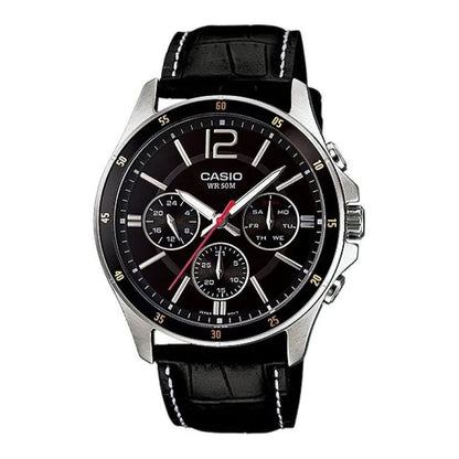 CASIO COLLECTION Mod. MULTIFUNCTION CALENDAR. LEATHER - BLACK WATCHES