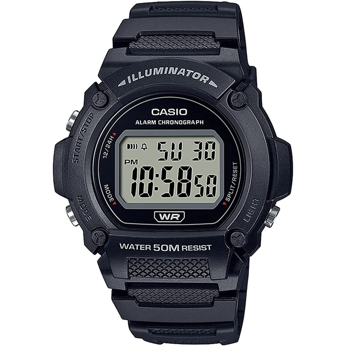 CASIO TIMELESS COLLECTION Mod. SPORT- ILLUMINATOR. WR 50M. ALARM. CHRONOGRAPH - BLACK WATCHES
